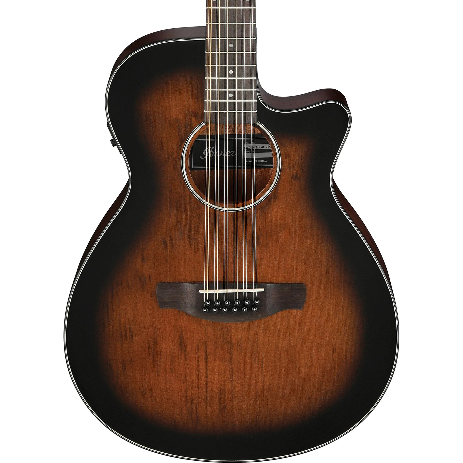 Ibanez AEG5012DVH - 12-струнная акустическая электрогитара темная скрипка Sunburst 65890₽
