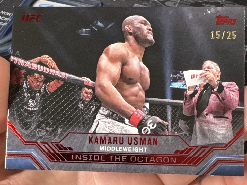 2024 Topps Knockout UFC Kamaru Usman Ruby Inside The Octagon /25 No. ITO-2 - Image 4 of 4