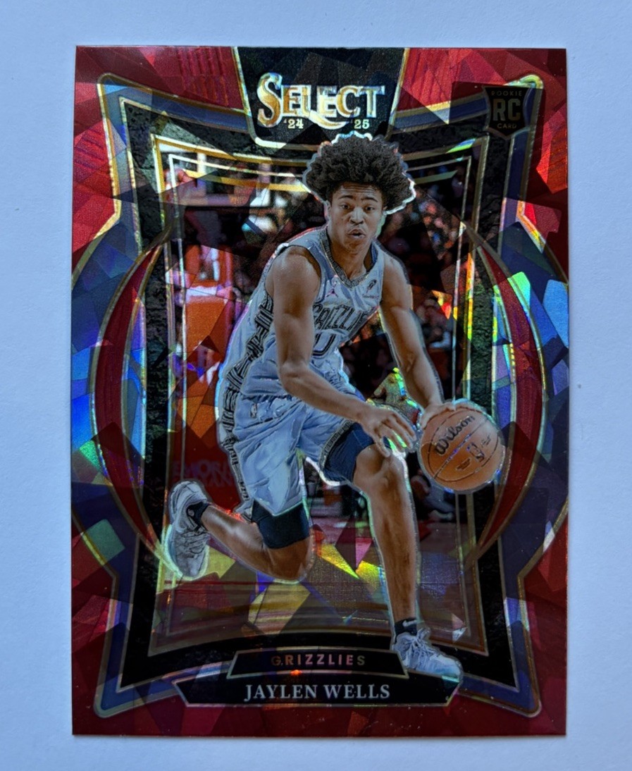 2024-25 Panini Select - Concourse Jaylen Wells #79 Red Cracked Ice Prizm (RC)