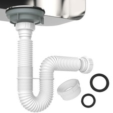 Flexible Sink Drain Pipe with P Trap and Adapters for Kitchen and Bathroom