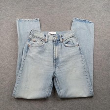 Zara Jeans Womens 2 Light Wash High Rise Straight Leg Distressed Blue Denim