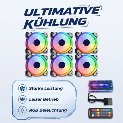 Coolmoon LED Gehäuselüfter Kontroller 120mm RGB PC Case Lüfter 1/5/10stk