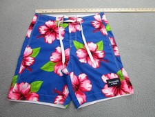 Abercrombie  Fitch Swim Trunks Mens Large Blue Hibiscus Floral Board Shorts
