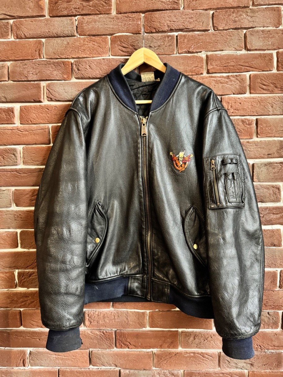Rare 90s Thunderdome Leather Bomber Jacket Gabber Hardcore xl