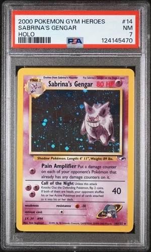 Pokémon Sabrina's Gengar Gym Heroes Holo Rare 14/132 2000 PSA 7