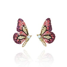 Butterfly Stud Earrings for Women Colorful Handmade 3D Crystal Fairy Animal Earr