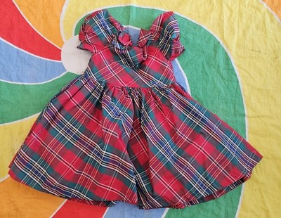 Janie and Jack girl's holiday tartan plaid dress Size 3