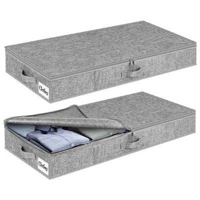 Under Bed Storage Container Bins 2 Pack 4 Inch Thin Low Profile Underbed Clot...
