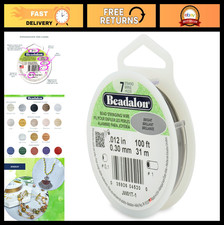 7 Strand Stainless Steel Bead Stringing Wire, 0.012" 0.30mm , Bright, 100ft