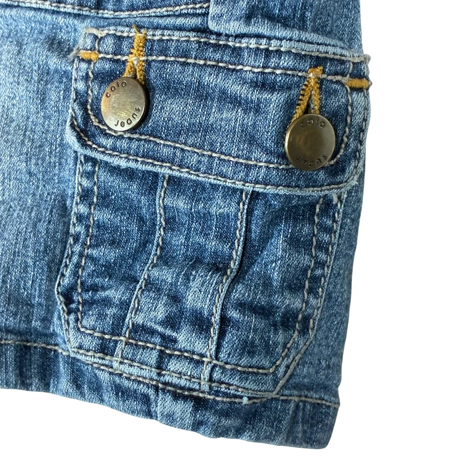 Bermuda jeans Cargo Cato cintura média lavagem média jeans tamanho 10 retrô vintage faroeste - Imagem 3 de 4