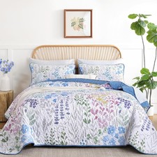 Floral Quilt Sets Queen Size Blue Quilt Set 3 Pieces Bedspreads Bedding Set S