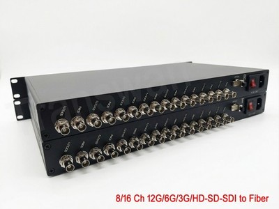 8/16 Ch 12G-SDI Fiber Extender Transmit 4KP60 SDI Over 1 SM Fiber  SMPTE ST-2082