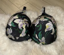 Cacique Lightly Lined Full Coverage Bra Floral Underwire Womens Plus 42J Black