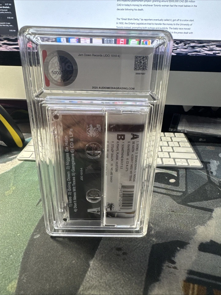 DJ Screw ALL WORK NO PLAY SEALED Graded 9 AMG Encapsulated UGK TX Cassette - Image 4 of 4