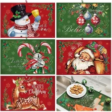 Set of 6 Christmas Dish Drying Mats Absorbent Xmas Kitchen Accessories Santa ...