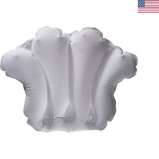 Ergonomic Inflatable Bath Pillow with Strong Suction Cups - White Terry Cloth