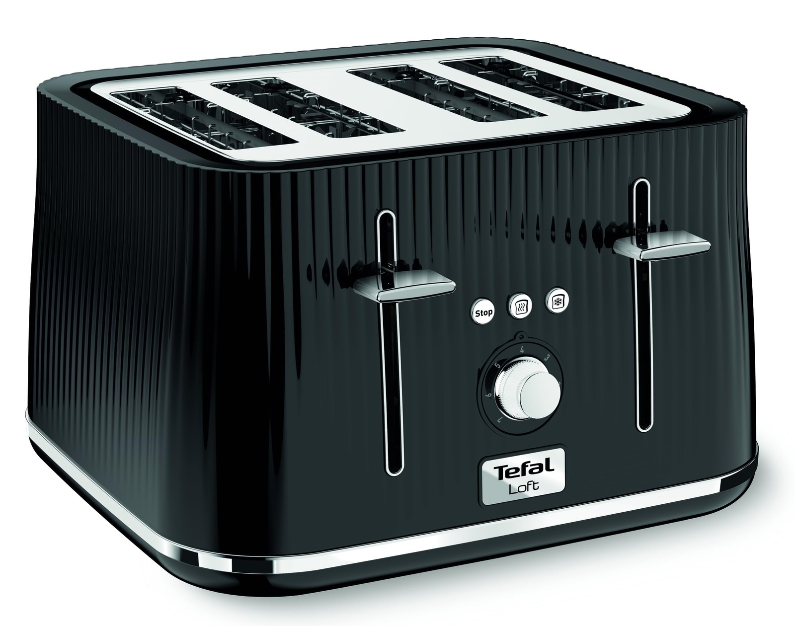 Tefal Loft 4-Slot Toaster, 7 Browning Levels, Defrost, Large, Black Toaster-image