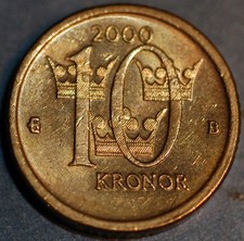 Schweden 10 Kronor 2000 Carl XVI Gustaf KM# 877