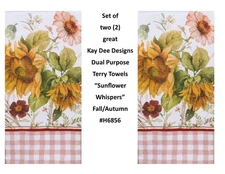 KAY DEE DESIGNS H6856 Fall "Sunflowers"~2 Dual Purpose Terry Towels~16"x26″