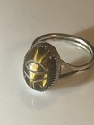 VTG Sterling Silver EGYPTIAN Tiger's Eye Scarab AMULET Beetle Ring Size 8 3g — photo 2