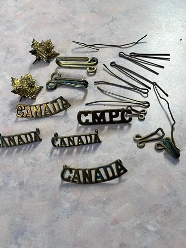 WW1 Era Canada Brass Military Badges Lot