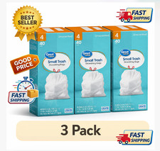 3 Pack 4 Gallon Small Drawstring Trash Bags 40 Bags Each Kitchen Use