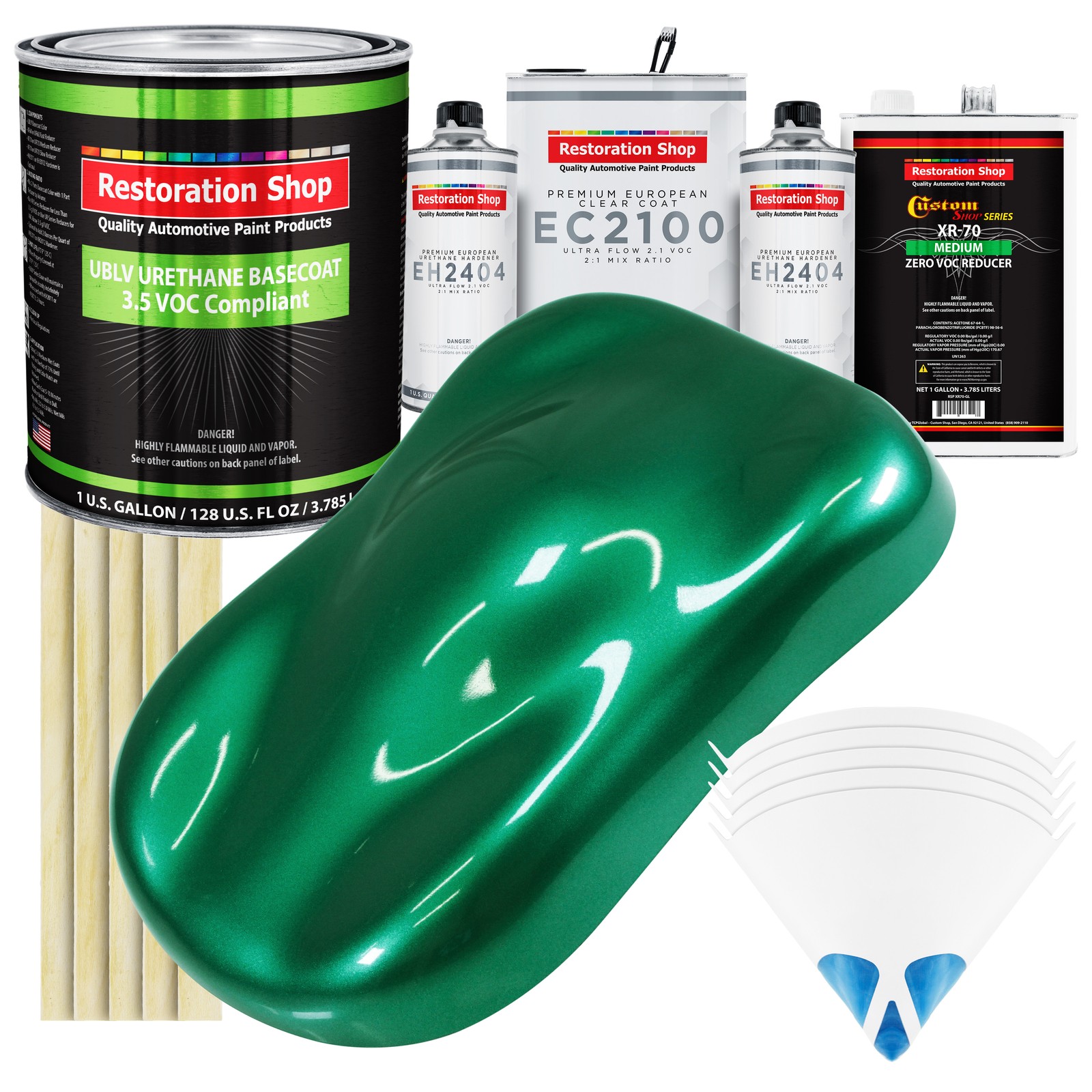 Rally Green Metallic Low VOC Urethane Basecoat Gallon Kit with European Clear Coat