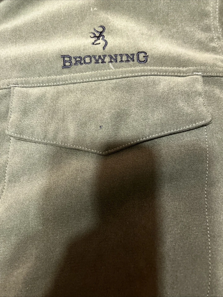 Browning Green Long Sleeve Snap Button Up Fleece Flannel Shirt - Men's Large - Image 4 of 4