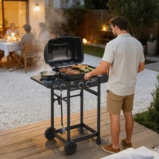 Parrilla de gas propano para 2 barbacoas con salida lateral Parrilla de barbacoa de acero inoxidable