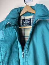 Woolrich Woman Teal Zip Jacket Plaid Wool Lining Women  s M, Made in USA  READ 