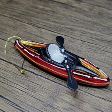 Robert Stanley Glass Christmas ornament red canoe Kayak Paddle River Float