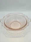 Anchor Hocking Depression Glass Pink Mayfair Open Rose Handled Serving Bowl