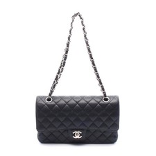 Chanel Caviar Skin Matelasse W Flap Shoulder Bag Women Black One Size 521536