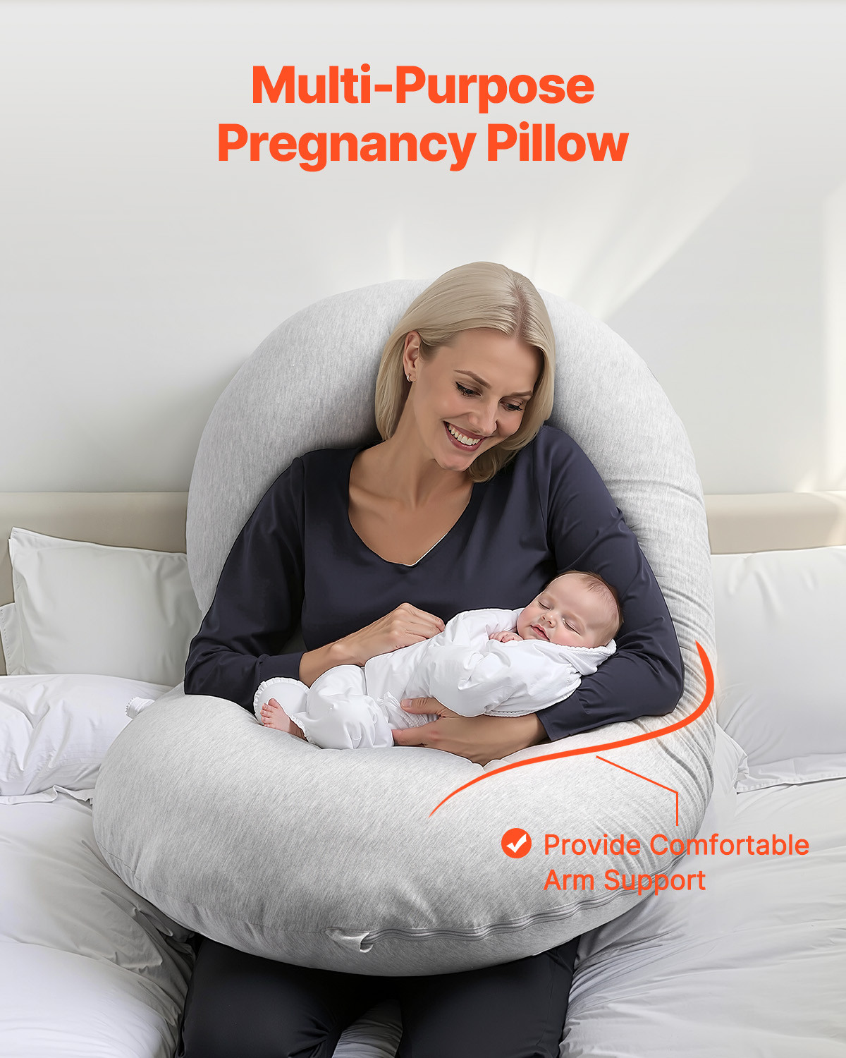 VEVOR Pregnancy Pillow C-Shaped Full Body Maternity Pillow Ultra-Soft