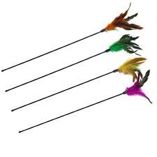 4 PCS Interactive Cat Teaser Wand - 20" Long Wand with Loud Bell for Cat and ...