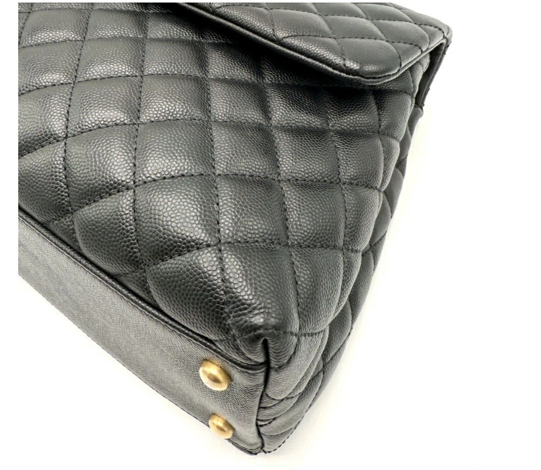 Chanel Black Caviar Raspberry Python Coco Top Han… - image 7