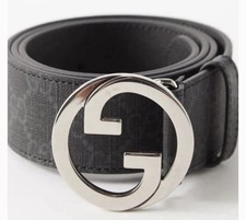 Gucci Blondie Black G Interlock Leather Women  s Belts - Size 85 / 27 Waist