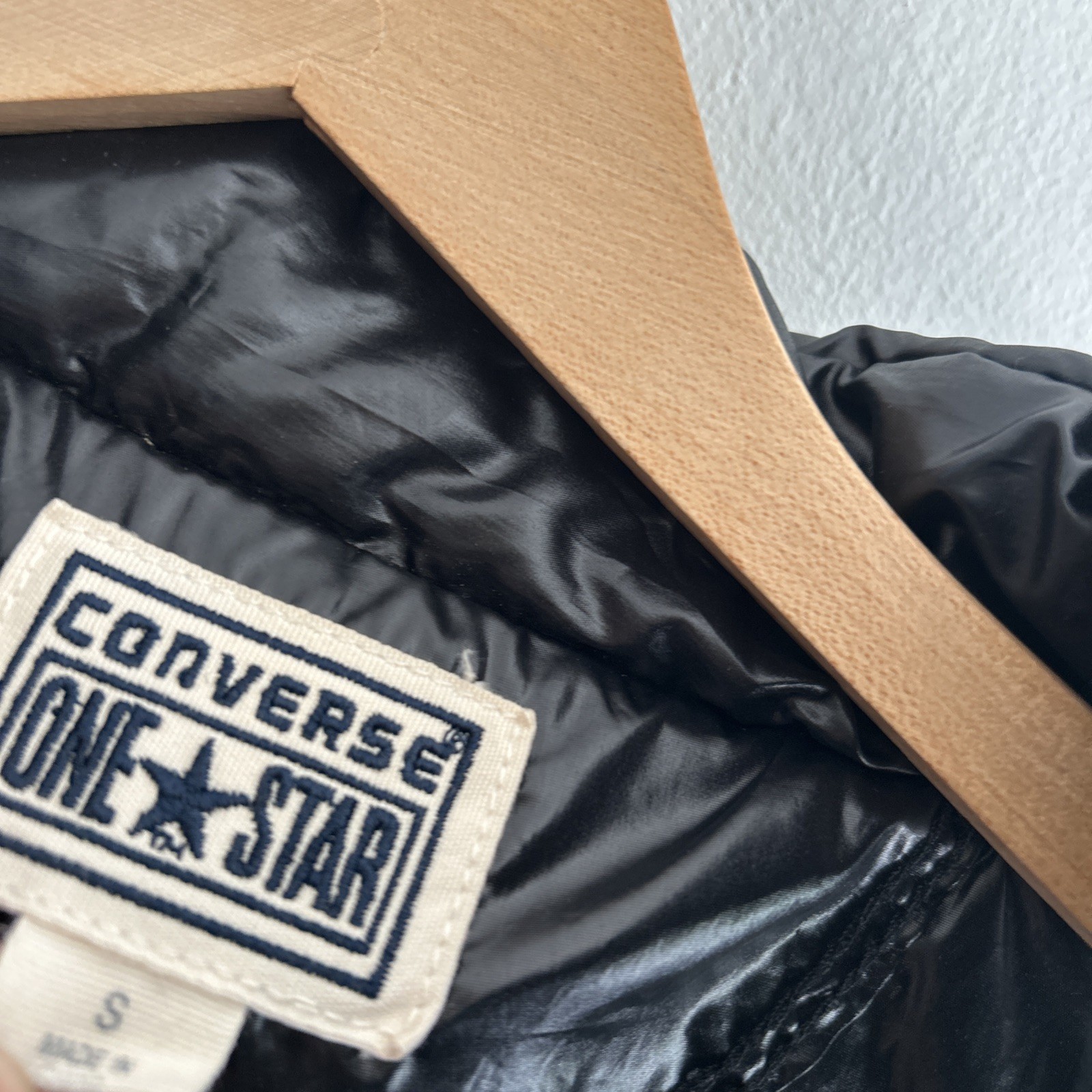 Converse Black Button Down Cropped Puffer  Vest S… - image 5