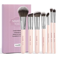 MAANGE 7PCS Pink Makeup Brush Set Foundation Concealer Eyeshadow Face Brush Kit