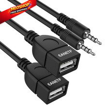 Eanetf USB to Aux Audio Adapter, 2PCS 3.5mm Male Female 20 cm, black