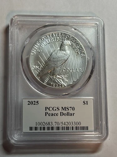 2025 $1 Peace Silver Dollar PCGS MS70 Perfect Coin