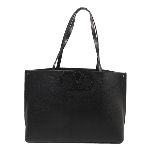 VALENTINO GHW V Logo Fillme Tote Bag Handbag 3W5B0F95VTA Calfskin Leather Black