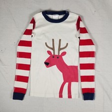 Hanna Andersson Pajama Top US 10 140 CM Boy Girl Red Deer Holiday Stripes FLAWS
