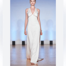 Sachin Babi Astor Ivory Pearl Embellished Formal Gown Size 10