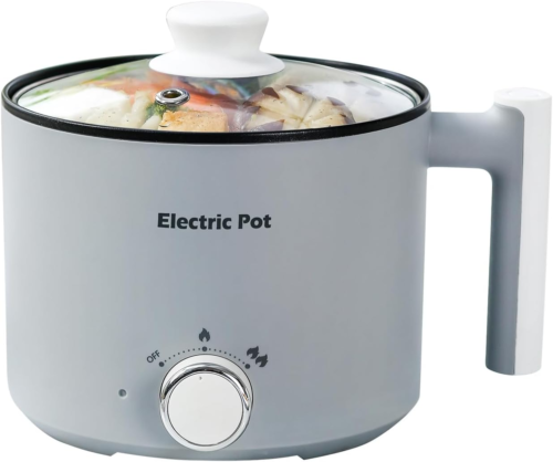 Electric Hot Pot:1.5 L Ramen Cooker, Dual Power Mini Portable Multi-Functional L