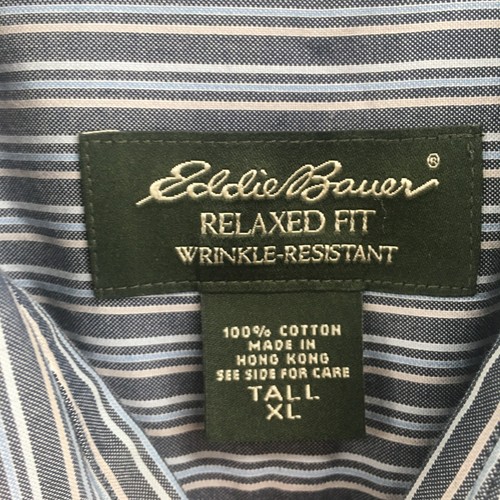 Eddie Bauer Button Down Long Sleeve Shirt Top Mens Tall XL Gray Cotton Striped - Picture 14 of 17