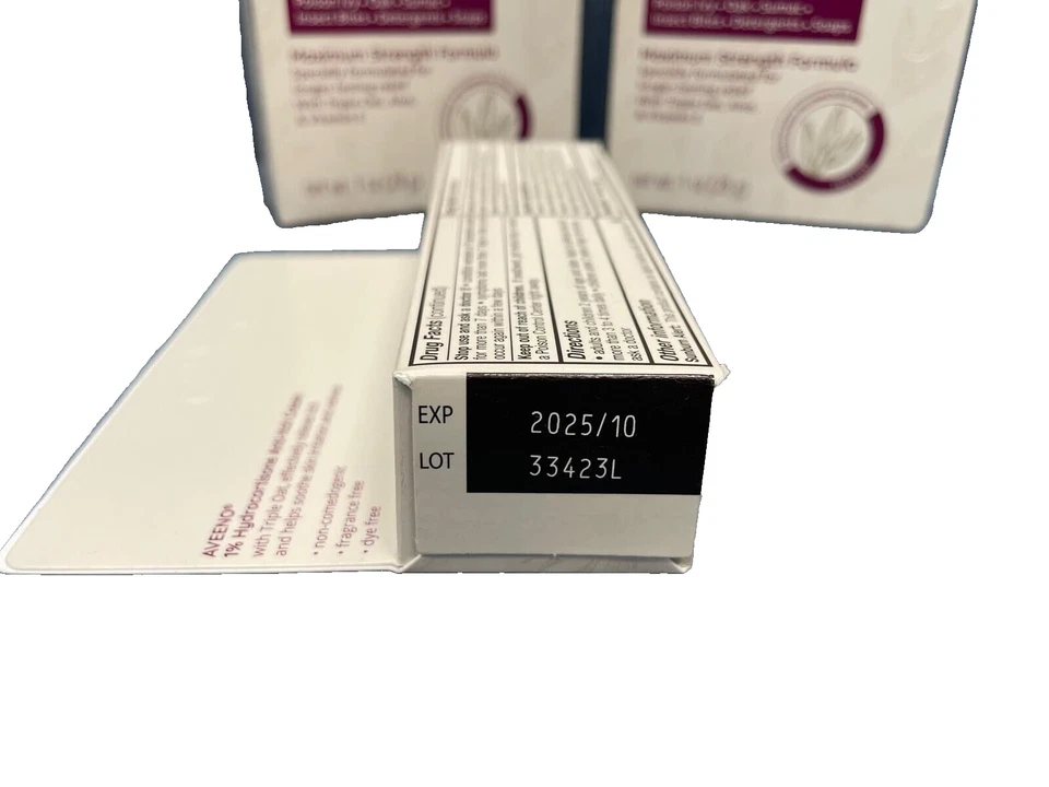 批量 3 件 Aveeno 最大强度 1% Hydrocortisone 抗瘙痒霜 燕麦精华 — 第 4/4 张图片