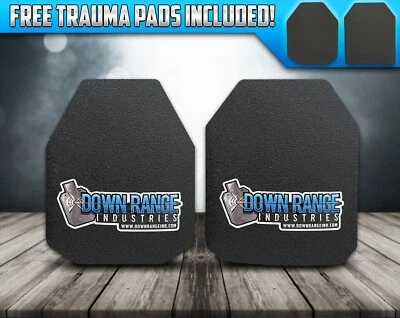 DOWN RANGE INDUSTRIES Body Armor AR600 LIGHTWEIGHT Level 3+ Set Of Plates Curved 10x12 - 5lbs each
