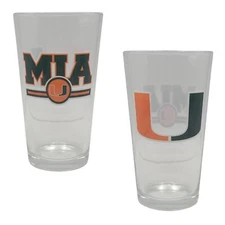 Boelter Brands Licensed NCAA Letterman 16oz Pint Glass (Miami Hurricanes)