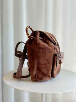 GUCCI Vintage Suede Mini Bamboo Backpack | eBay